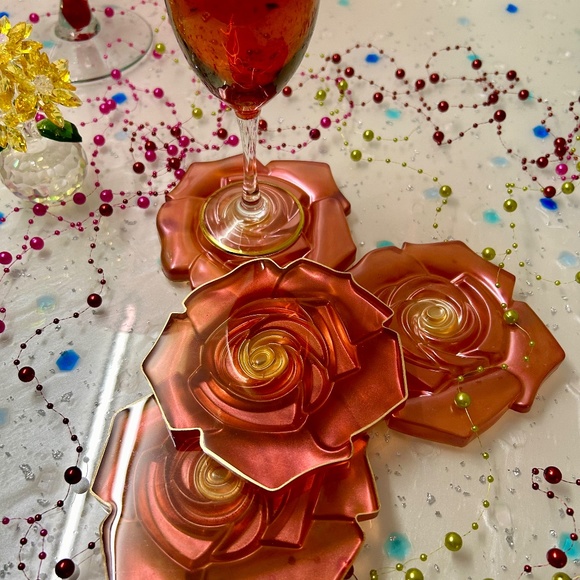 Resin rose coasters set of 3 - Picture 4 of 12